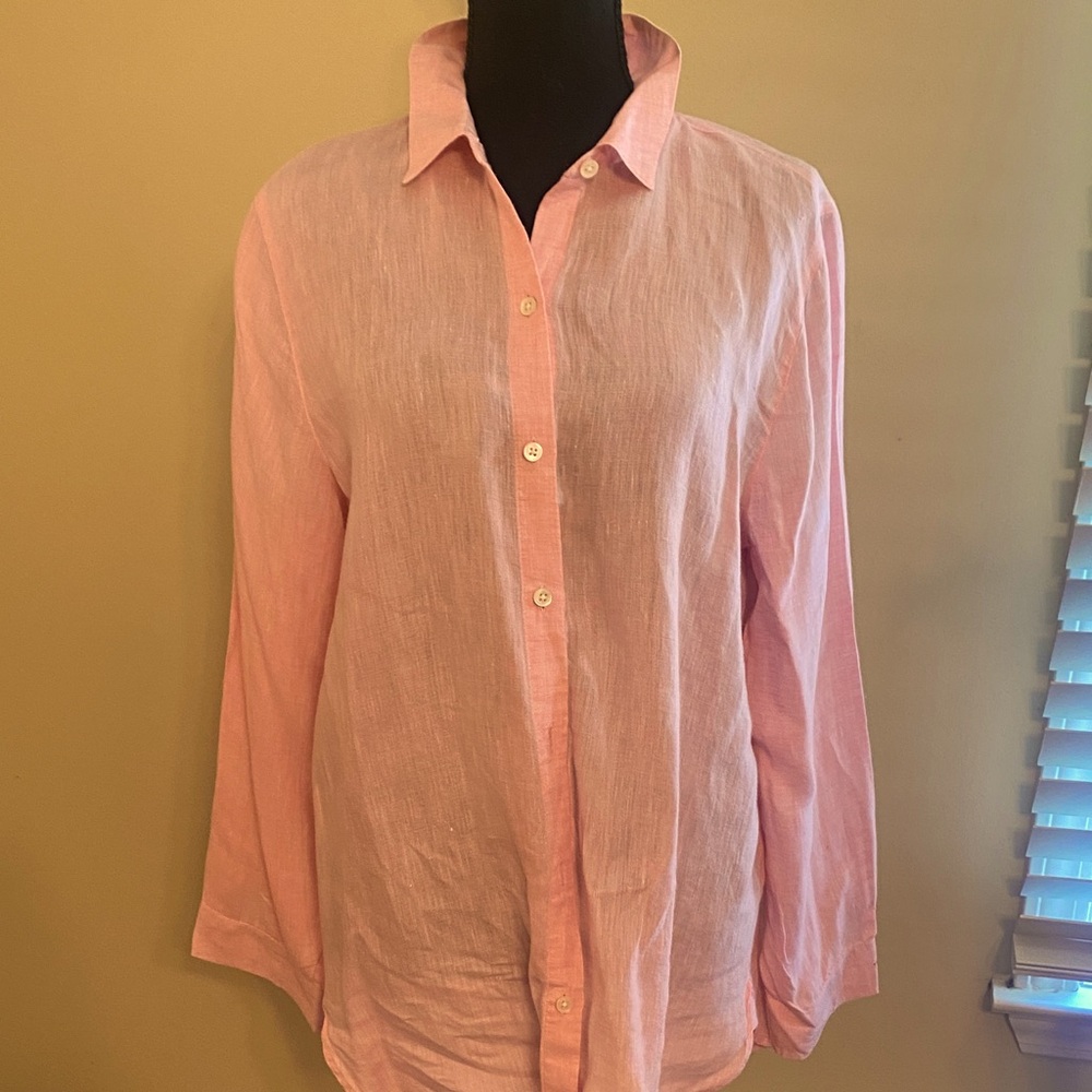 J. Jill Light Pink Linen Shirt